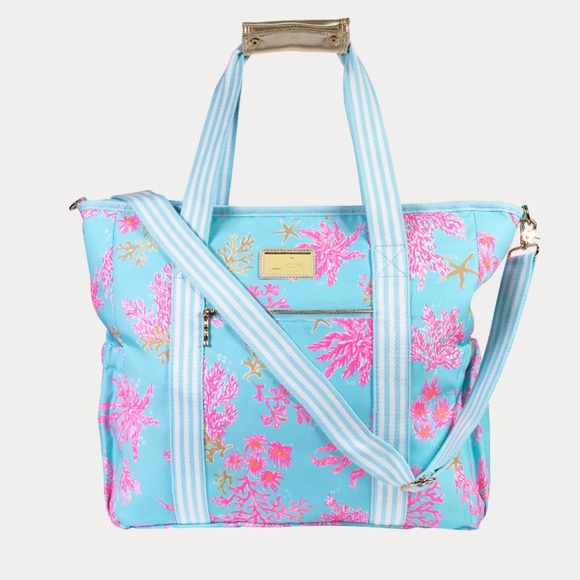 🆕💕🌴LILLY PULITZER🌴ROYAL CORAL TOTE & POUCH SET - Picture 1 of 4
